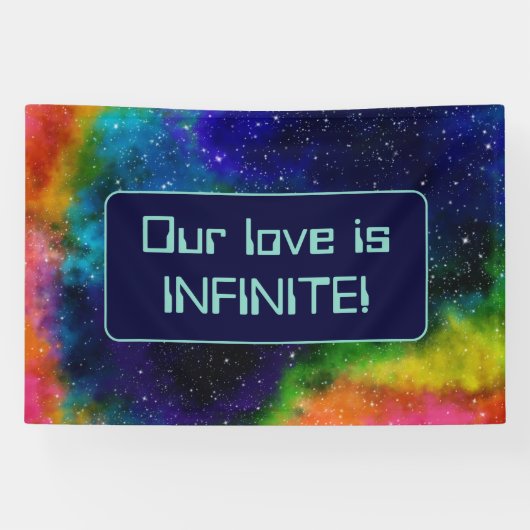 Galactische Sci-Fi bruiloft Spandoek (Horizontaal)