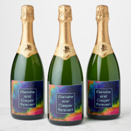 Galactische Sci-Fi bruiloft Sparkling Wijnetiket