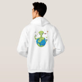 Galactische Selfie Explorer - Minimalistische Alie Hoodie (Achterkant volledig)