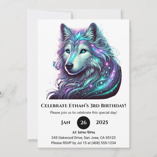 Galactische Spirit Wolf Verjaardag Kaart (Voorkant)