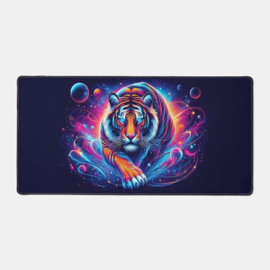 Galactische tijger, opvallende neondieren bureaumat (Voorkant)