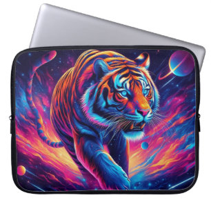 Galactische tijger, opvallende neondieren laptop sleeve