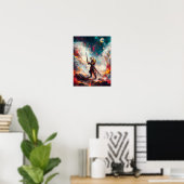 Galactische Tijger Samurai – Kosmische Zwaardmeest Poster (Thuiskantoor)