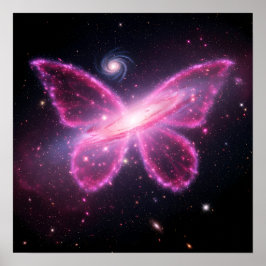 Galactische Vlinder van Licht in een Kosmische Hem Poster