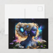 *~* Galactische Vrouwen Fantasie Kosmische AP58 Ga Feestdagenkaart (Voorkant / Achterkant)