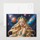 *~* Galactische Vrouwen Fantasie Kosmische Jewel A Feestdagenkaart (Voorkant / Achterkant)