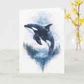 Galactische walvis stijgt door de lucht kaart (Gele Bloem)