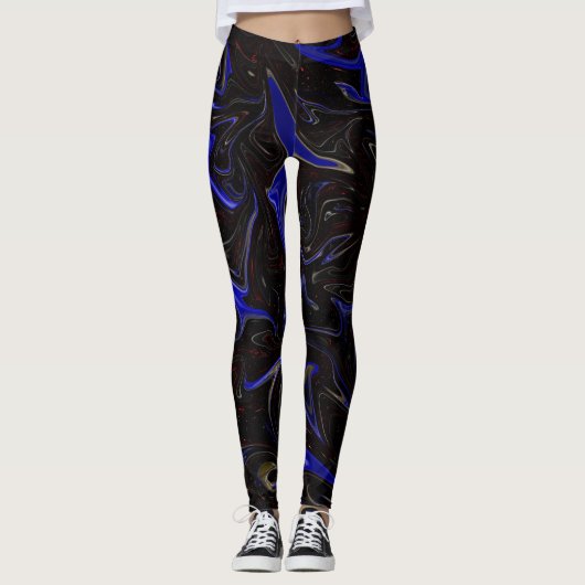 Galactische Werveling: het blauwe en zwarte ruimte Leggings (Voorkant)