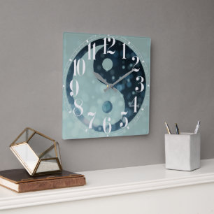 Galactische Ying Yang-wandklok Vierkante Klok