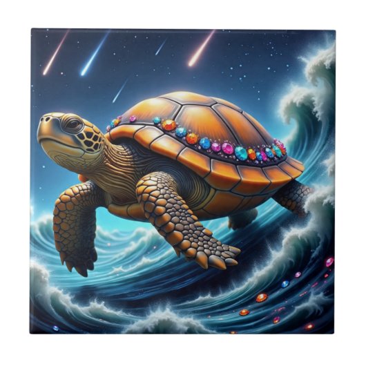 galactische Zee schildpad Tegeltje (Voorkant)