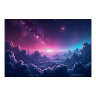 Galactische zonsopgang boven de wolken perfect poster