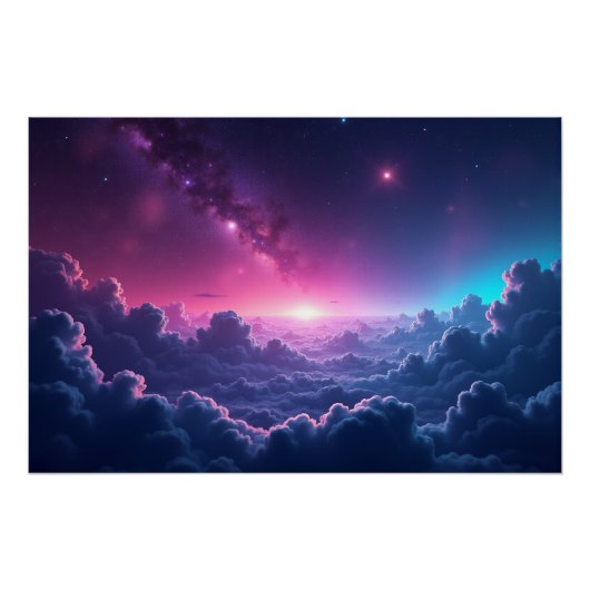 Galactische zonsopgang boven de wolken perfect poster (Voorkant)