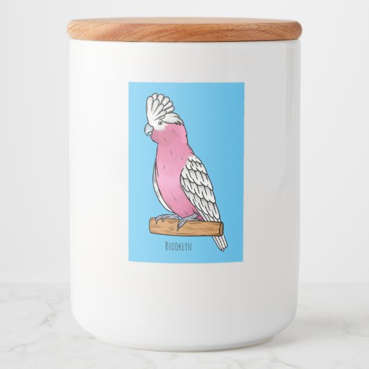 Galah bird cartoon illustration voedselcontainer etiket (Voorkant)