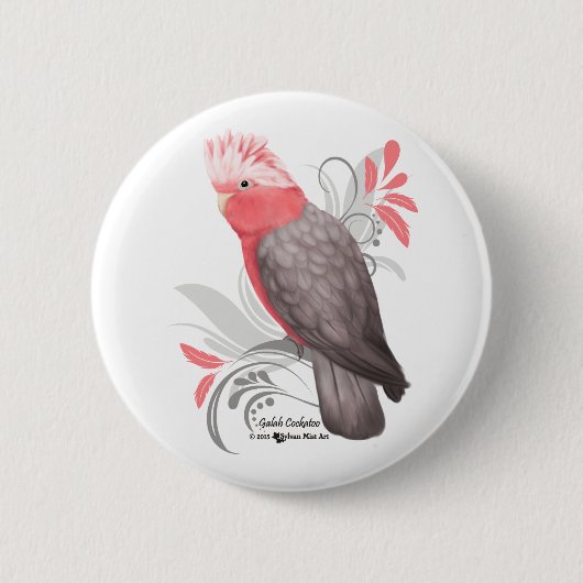 Galah Cockato Ronde Button 5,7 Cm (Voorkant)