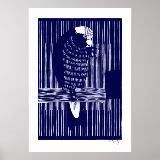 Galah Cockatoos (Rosékaketoe) Woodcut Poster (Voorkant)