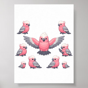 Galah-Kakadu Patroon Roze Papegaai Grappige Vogel Poster