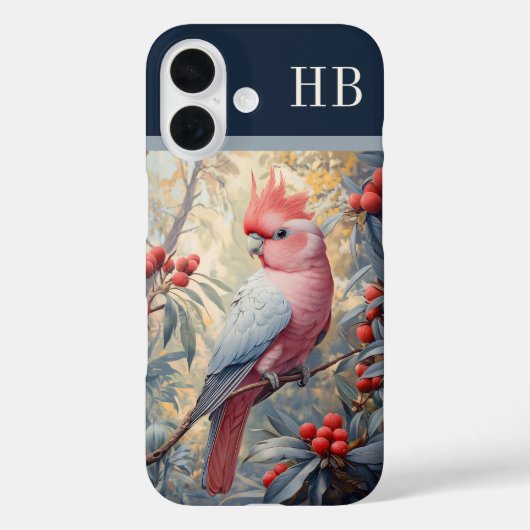 Galah kaketoe papegaai monogram gepersonaliseerd Case-Mate iPhone case (Achterkant)