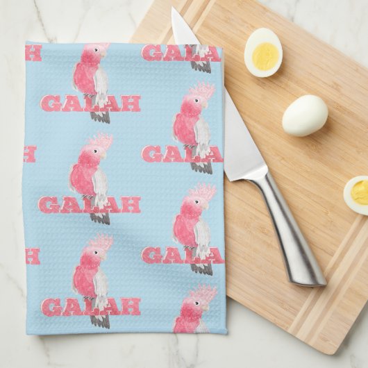 Galah Pink Cockatoo Theedoek (Quarter Fold)