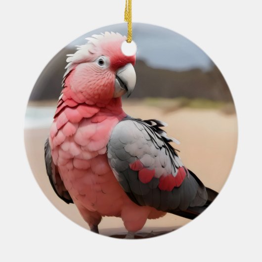 Galah staande op het strand keramisch ornament (Achterkant)