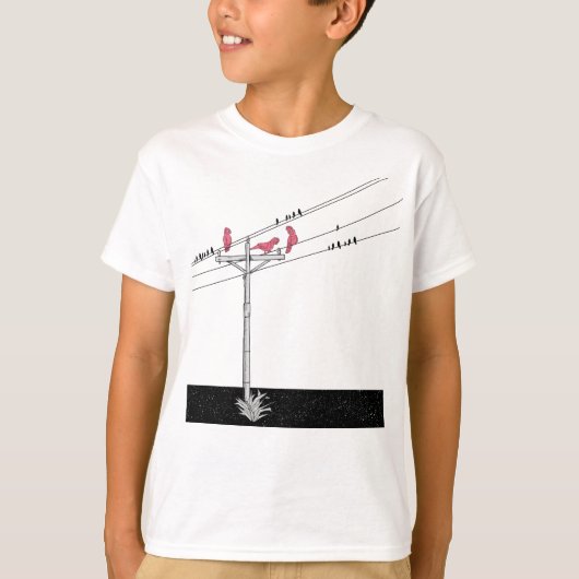 Galahs on power pole t-shirt (Voorkant)