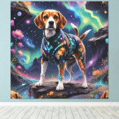„Galaktischer Beagle: Kosmischer Lauf“ Canvas Afdruk (Insitu (Houten vloer))