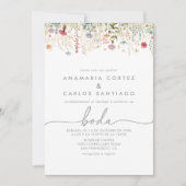 Galant Wildflower Spanish Front & Back Wedding Kaart (Voorkant)