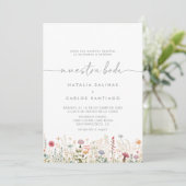 Galant Wildflower Voor & Achter Nuestra Boda Kaart (Staand voorkant)