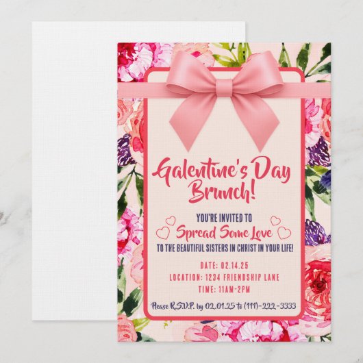 Galantine's Day Invitation Kaart (Voorkant / Achterkant)