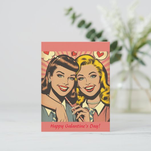 Galantine's Valentijn Pulp art Briefkaart (Staand voorkant)