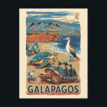 Galapagos Animals Travel Art Vintage Briefkaart<br><div class="desc">Galápagos Eilanden in een vectorkunststijl. De Galapagoseilanden zijn een vulkanische archipel in de Grote Oceaan. Het wordt beschouwd als een van 's werelds meest vooraanstaande bestemmingen voor wildplassen.</div>
