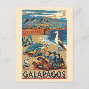 Galapagos Animals Travel Art Vintage Briefkaart