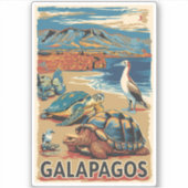 Galapagos Animals Travel Art Vintage Sticker (Voorkant)