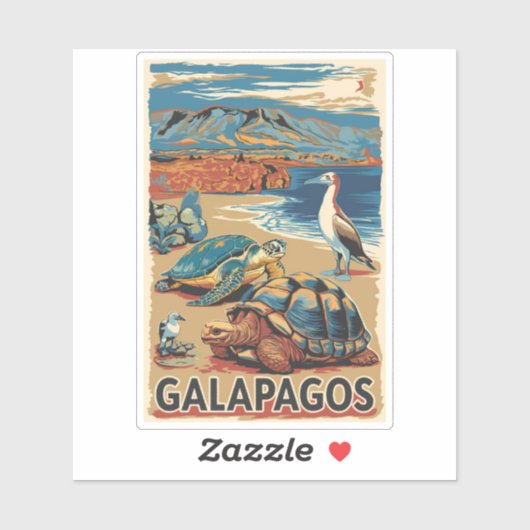 Galapagos Animals Travel Art Vintage Sticker (Vel)