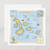  Galapagos Archipel Kaart met Schepen Notitiekaartje (Voorkant / Achterkant)
