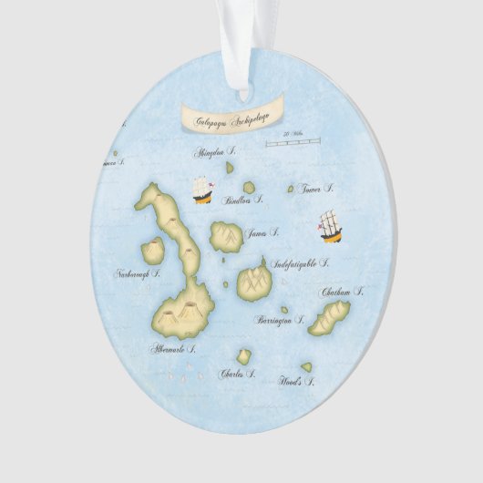 Galapagos Archipel Nautical Map met Schepen Ornament (voorkant)