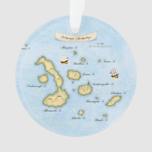 Galapagos Archipel Nautical Map met Schepen Ornament (voorkant)