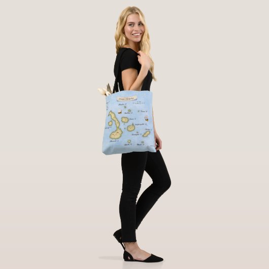 Galapagos Archipel Nautical Map met Schepen Tote Bag (Op model)