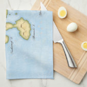 Galapagos Archipel - Nautische kaart met scheepske Theedoek (Quarter Fold)