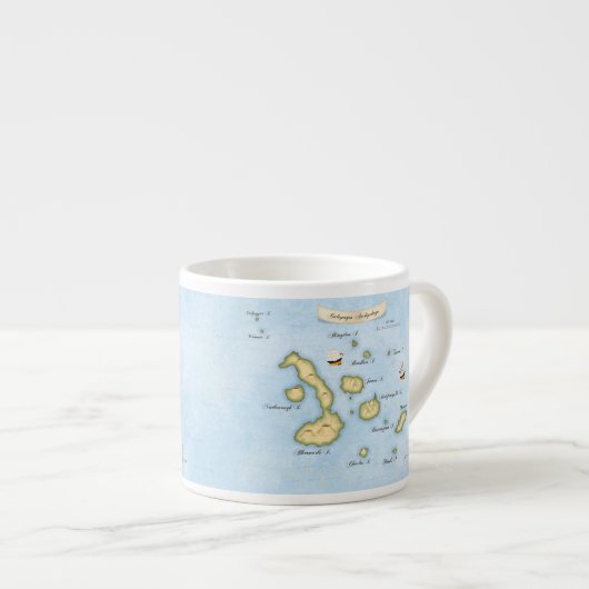 Galapagos Archipelago Faux Antiek Ornaments Map Espresso Kop (Voorkant rechts)