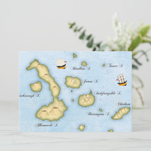 Galapagos Archipelago kaart Tropische eilanden (Staand voorkant)