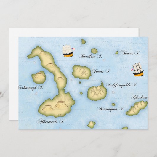 Galapagos Archipelago kaart tropische eilanden (Voorkant / Achterkant)