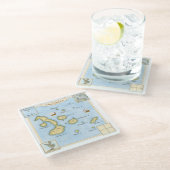 Galapagos Eilanden Kaart met Lijst Glazen Onderzetter (Schuin)