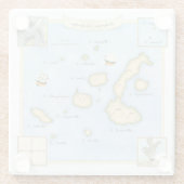 Galapagos Eilanden Kaart met Lijst Glazen Onderzetter (Achterkant)