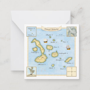 Galapagos Eilanden Kaart met  Lijst Notitiekaartje