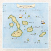 Galapagos Eilanden met een plattegrond met Zee Glazen Onderzetter (Voorkant)