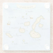 Galapagos Eilanden met een plattegrond met Zee Glazen Onderzetter (Achterkant)