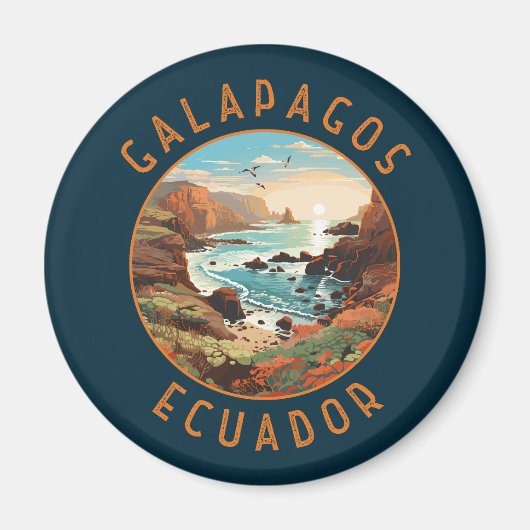 Galapagos Eilanden Retro Nastress Circle Magneet (Voorkant)