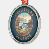 Galapagos Eilanden Retro Nastress Circle Metalen Ornament (Links)