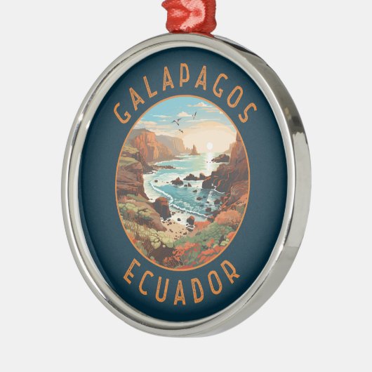 Galapagos Eilanden Retro Nastress Circle Metalen Ornament (Links)