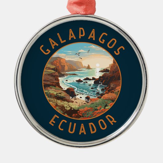 Galapagos Eilanden Retro Nastress Circle Metalen Ornament (Voorkant)